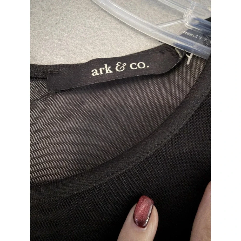 Ark & Co Dress Womens S Black Mesh Sheer Long Sleeve Bodycon Mini Party Cocktail